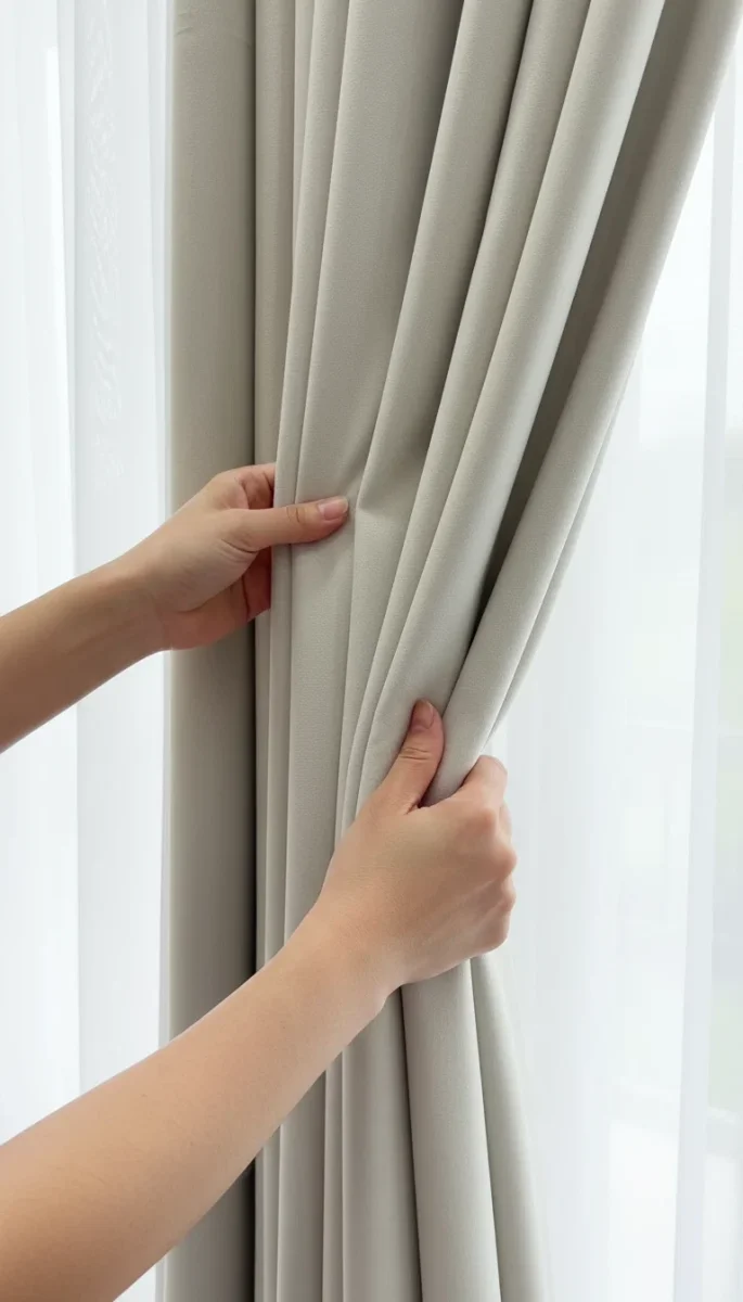 Draperie Blackout bej deschis – Draperie Blackout Simple 2 - Tiv lat (pliuri) - imagine 5